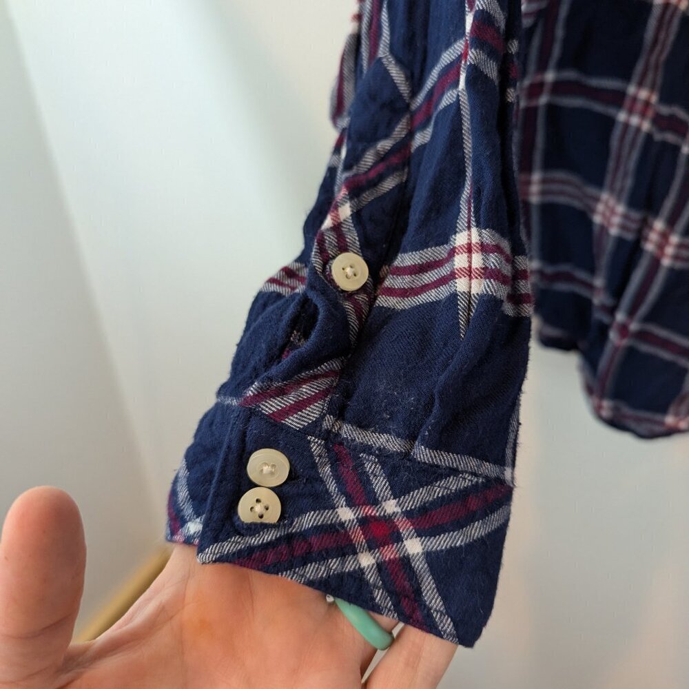 Torrid Blue/Maroon Flannel Buttondown Top, Sz 2X - Picture 3 of 5